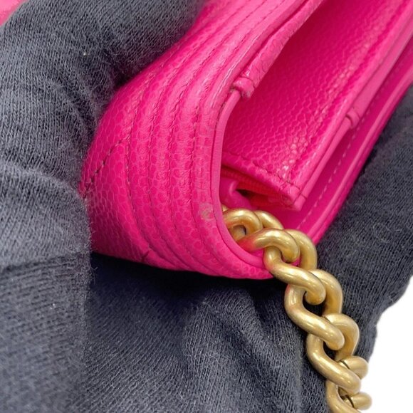 CHANEL Boy's Chanel Chevron Chain Wallet Calfskin Pink AP1117 - Picture 4 of 16
